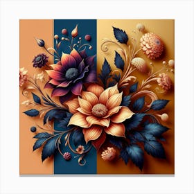 Flowers On A Blue Background Canvas Print