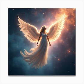 Angel Floating Through The Cosmos In A Glowing, Colorful Mist 1 Canvas Print