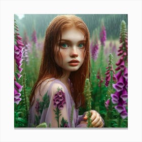 Portrait Of A Girl In The Rain Canvas Print