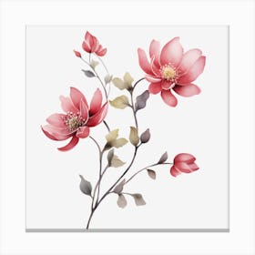 Pink Flowers On A Black Background Canvas Print