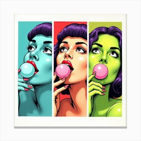 Pop Girl Blowing Bubble Gum Canvas Print