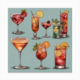 Default Cocktails In Different Styles Aesthetic 1 Canvas Print