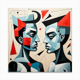 Two Men Facing Each Other, Couple Pop Surrealism Canvas Print