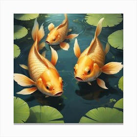 Koi Fish In The Water Canvas Print