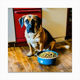 A Photo Of A Dog With A Bowl Of Food In Front Of I (1) Canvas Print