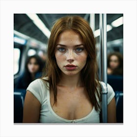 Girl On A Train 1 Canvas Print