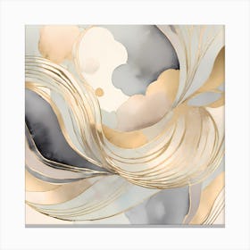 Abstract Aquarell Painting Gold Black And Silver 1 Canvas Print