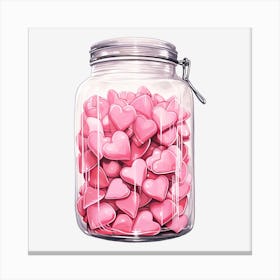 Pink Hearts In A Jar 9 Canvas Print