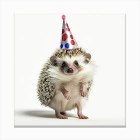 Hedgehog In Party Hat Canvas Print