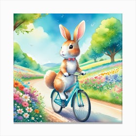 Bunny On A Bike art 1 Canvas Print