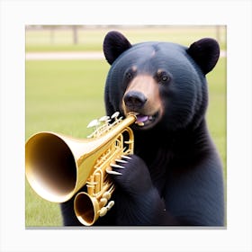 Bear Playing Trumpet Canvas Print