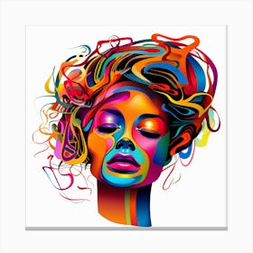 Woman With Colorful Hair 20 Canvas Print