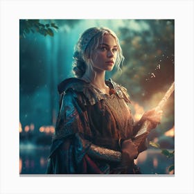 Elf Girl With Sword Canvas Print