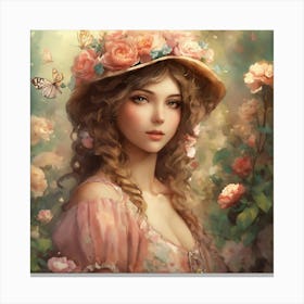 Pretty Girl In A Hat Canvas Print