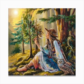 Owl Woman Canvas Print