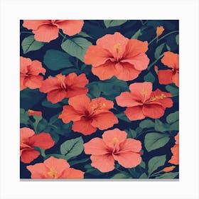 Hibiscus Seamless Pattern Canvas Print