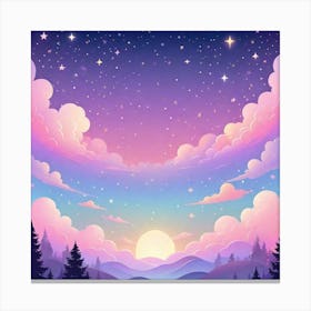 Sky With Twinkling Stars In Pastel Colors Square Composition 66 Canvas Print