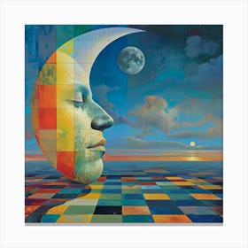 Man in the Moon Style Magritte Canvas Print