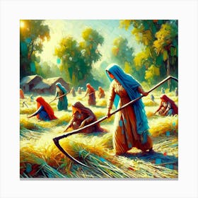 Women In The Wheat Field, Pakistan. Leinwandbild