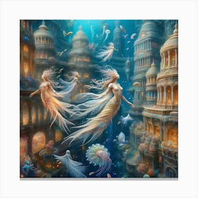 Mermaids In The City Canvas Print