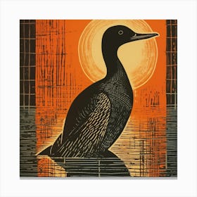 Retro Bird Lithograph Loon 1 Canvas Print