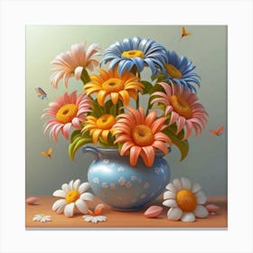 Daisies In A Vase Canvas Print