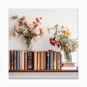 Books And Flowers Canvas Print
