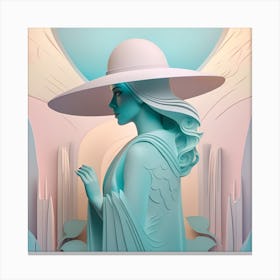 Woman In A Hat 3D Pastel Canvas Print