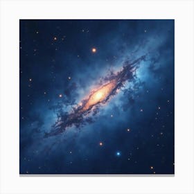 Satellite Constellation In Space, Watercolor Galaxy Backdrop Canvas Print