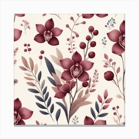 Scandinavian style,Pattern with burgundy Orchid flowers 3 Canvas Print