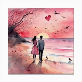 Couple On The Beach Canvas Print