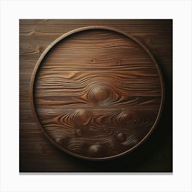 Round Wooden Plate On Wooden Background Canvas Print