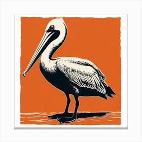 Retro Bird Lithograph Brown Pelican 1 Canvas Print