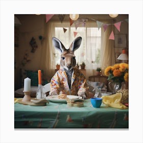 Kangaroo At The Table happy birthday  Canvas Print