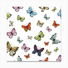 Colorful Butterflies On A White Background Canvas Print