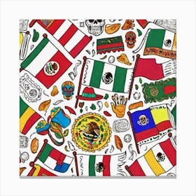 Mexican Flag Seamless Pattern Canvas Print