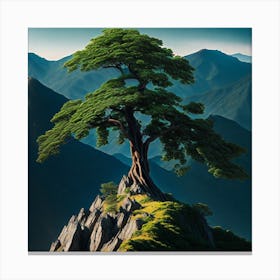 Lone Tree On Top Of Mountain 53 Canvas Print