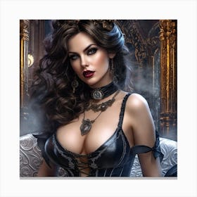 Steampunk Beauty in Lingerie Canvas Print