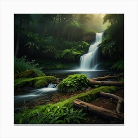 Waterfall In The Forest 4 Canvas Print