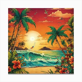 Sunset At The Beach 5 Canvas Print