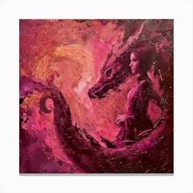 Dragon And Woman Canvas Print