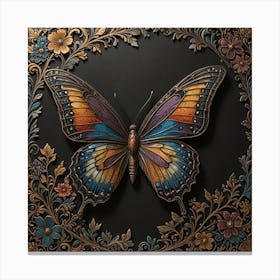 Butterfly In A Frame Canvas Print