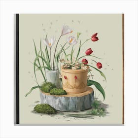 Tulips In A Pot 3 Canvas Print