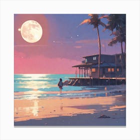 Moonlit Beach Canvas Print