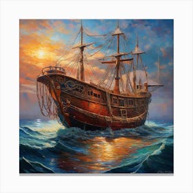 Ship In The Sea Canvas Print