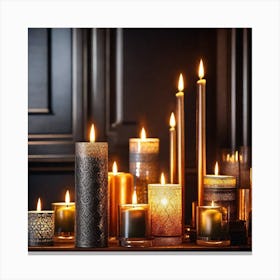 Candles On A Table 3 Canvas Print