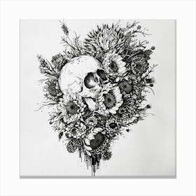 Skull And Flowers Canvas Print