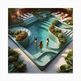 Swimming Pool bathers Canvas Print