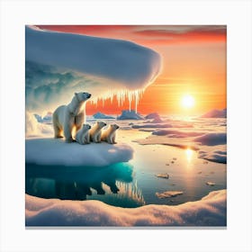 Polar Bears In The Arctic Canvas Print