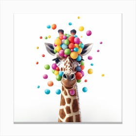 Giraffe With Balloons 5 Canvas Print